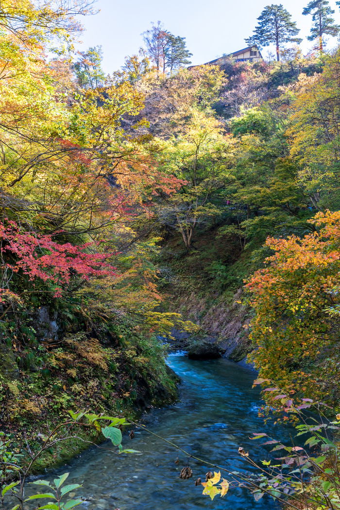 秋季山林湖水风景