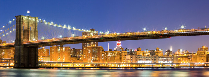 纽约铁桥建筑物夜景