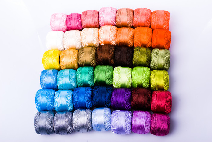 彩色编织针织毛线团