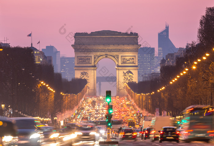 巴黎法国黄昏的景色