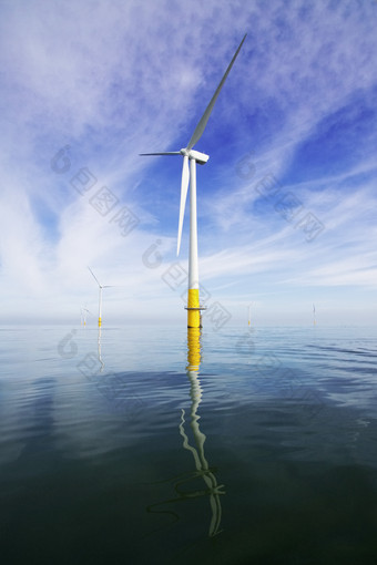 海水中<strong>的风车</strong>摄影图