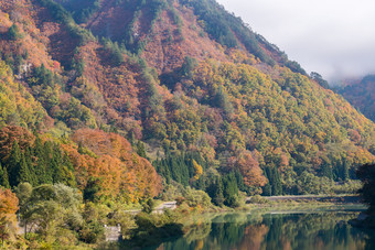 桥梁秋天秋季旅游风景河流素材摄影高清