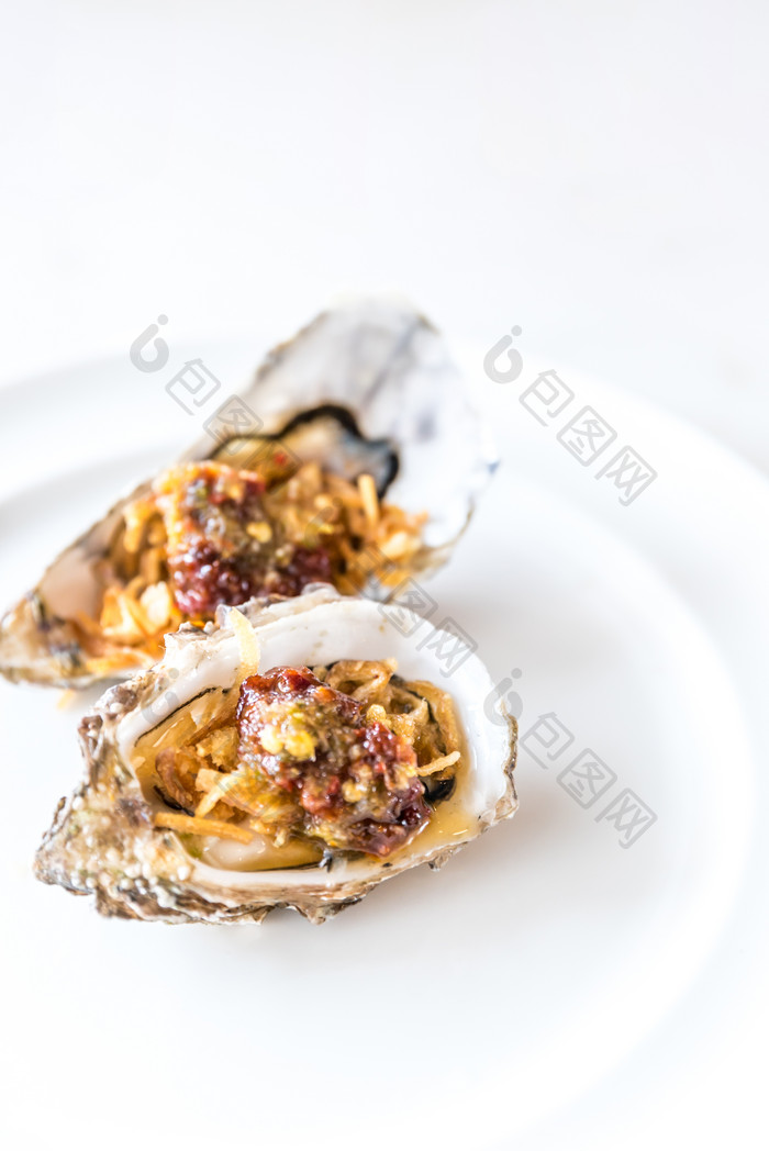 简约美味的牡蛎摄影图