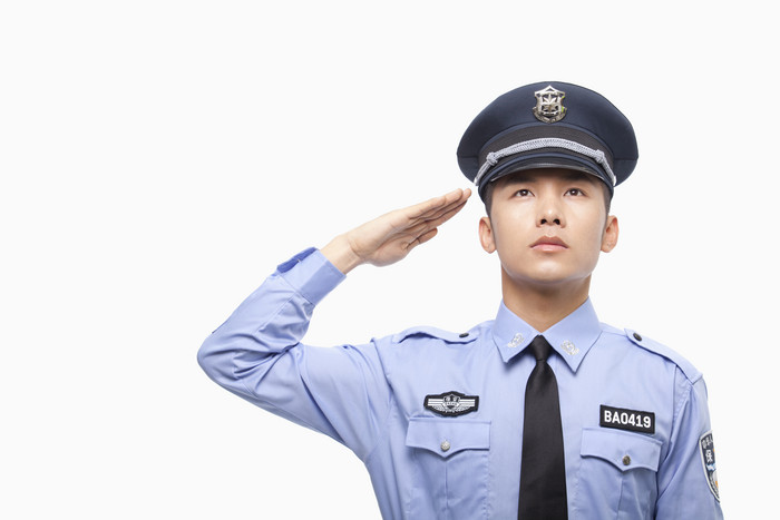 警察敬礼警帽警服蓝色尊严骄傲责任