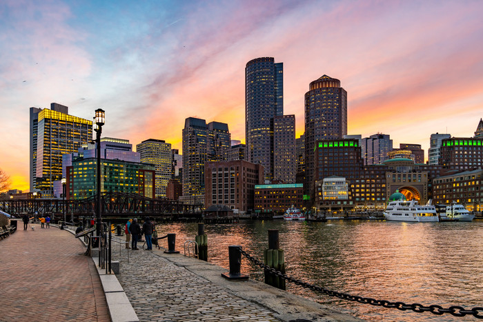 波士顿天际线码头摄影图