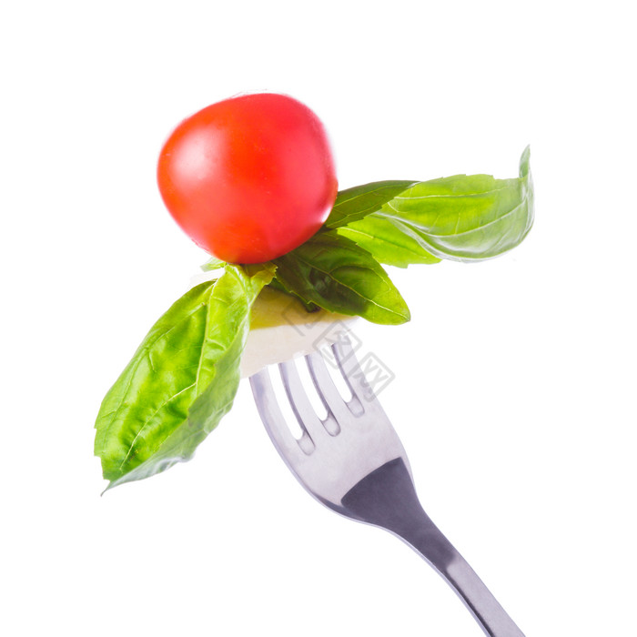 叉子上的蔬菜食物图片