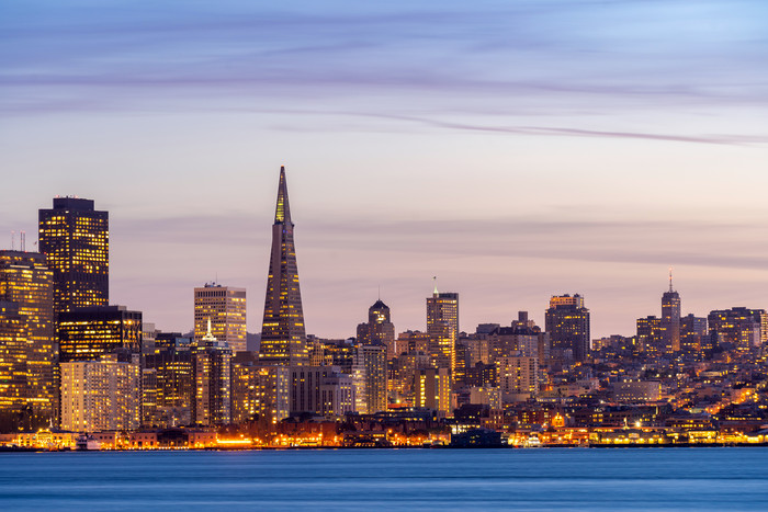 晚霞旧金山建筑摄影图