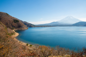 山脉湖水雪山景色摄影图