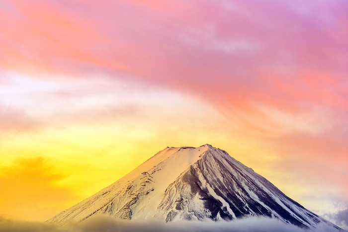 日本日出黎明富士山