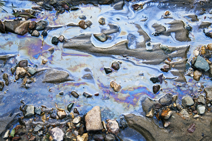 蓝色调污染的油摄影图