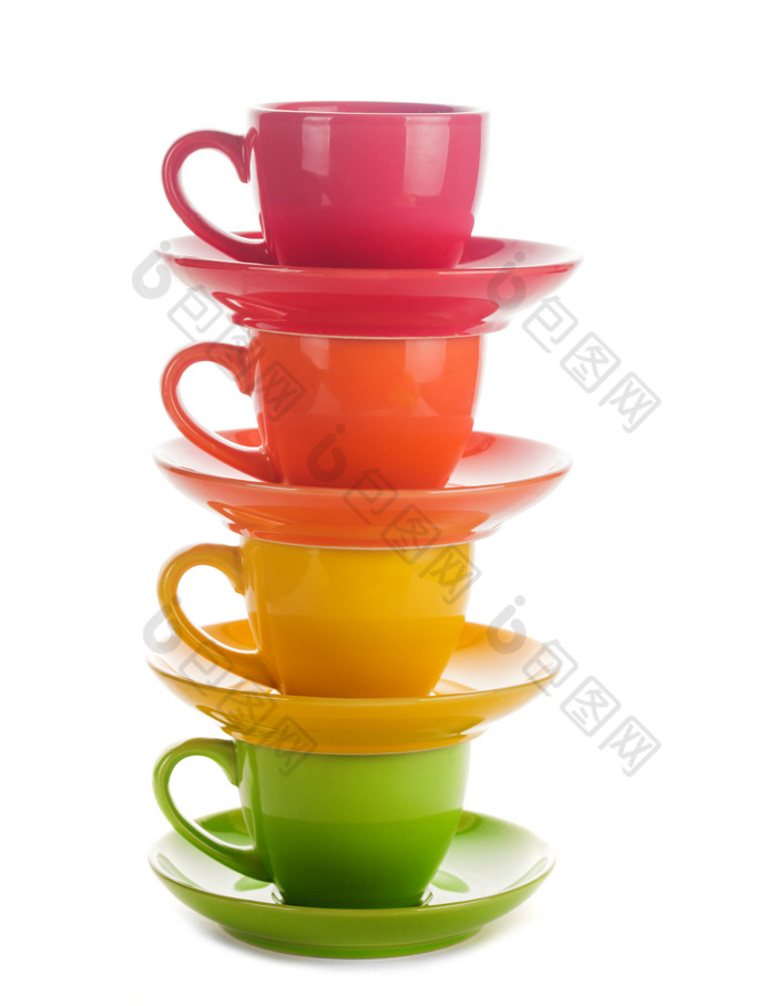 摞起来的彩色茶杯元素