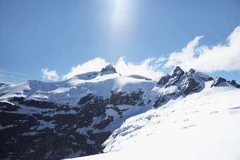 蓝色调漂亮的雪山景色摄影图