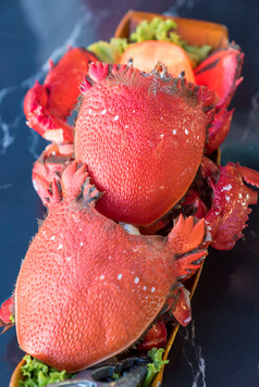 海鲜熟的红色螃蟹