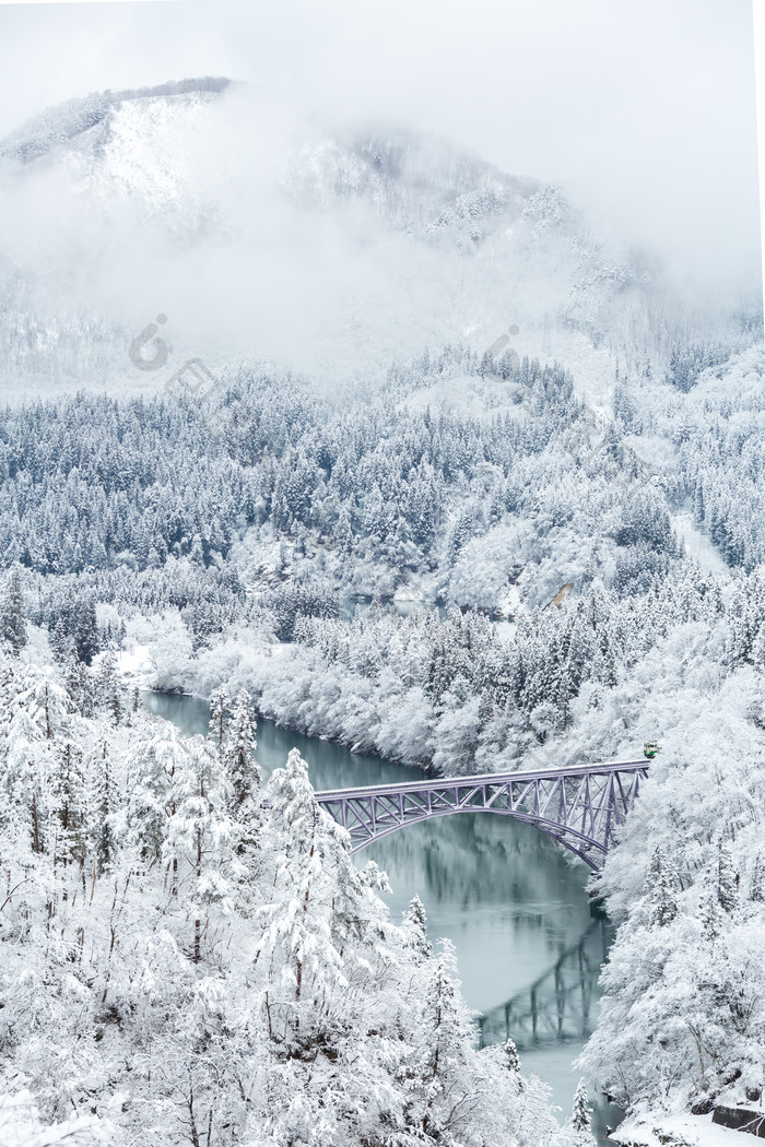 灰色调雪后的风景摄影图