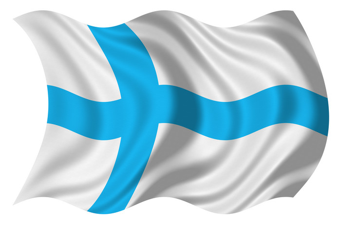 简约飘动的芬兰旗帜摄影图