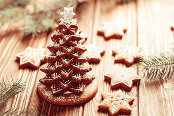 圣诞树和雪花饼干
