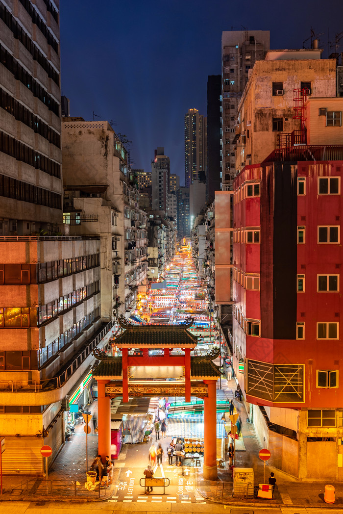 香港市场夜景素材