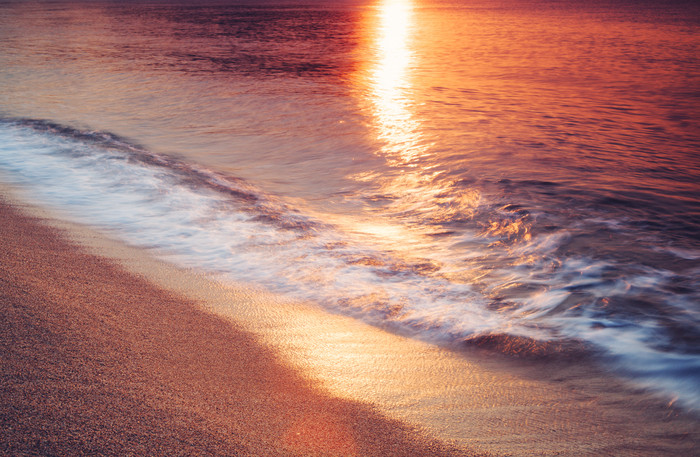 黄昏大海海滩摄影图