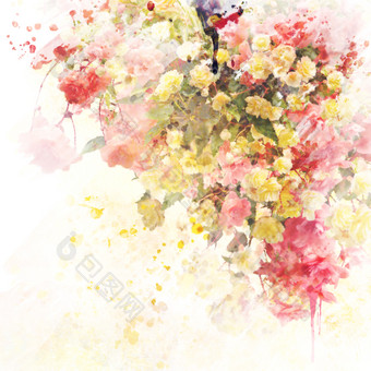 手绘风格花朵摄影图
