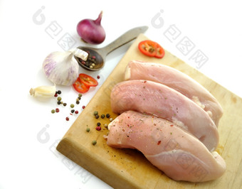 暗色调腌制鸡肉摄影图