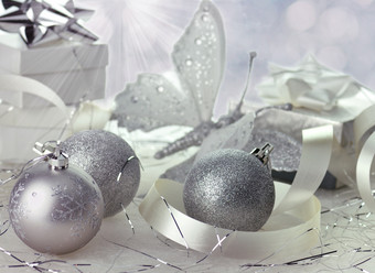 灰色调圣诞节装饰摄影图