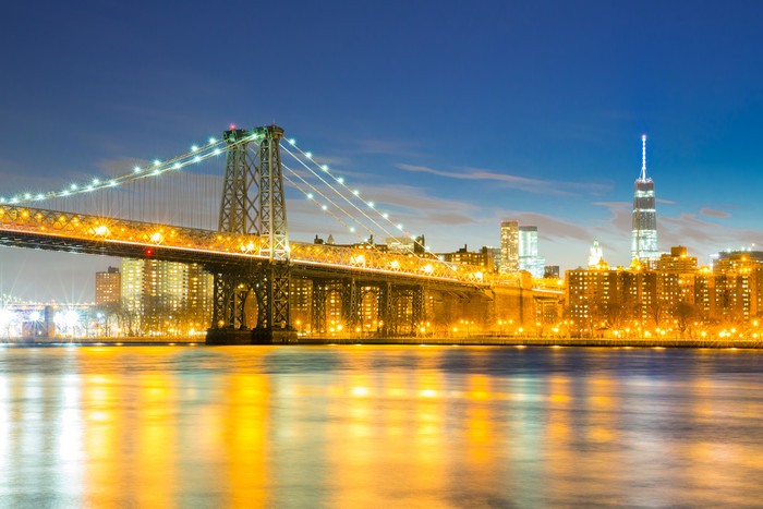 曼哈顿铁桥建筑物夜景
