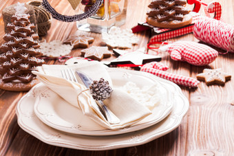 圣诞节宴会餐具摄影图