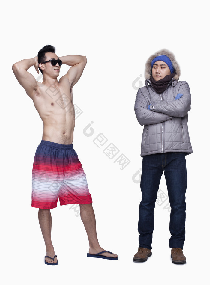 冷暖对比的男人摄影图