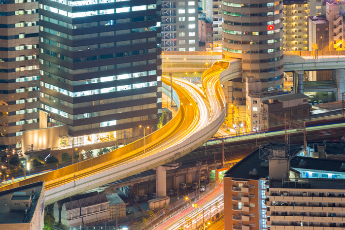 大阪城市建筑夜景摄影图