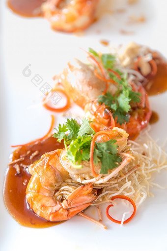 西餐食物大虾摄影图