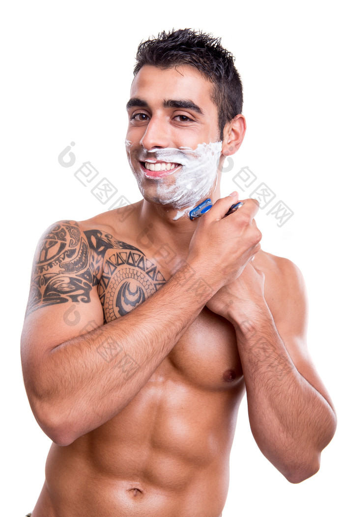 刮胡子的男性人物