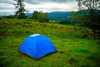 绿色调小帐篷摄影图