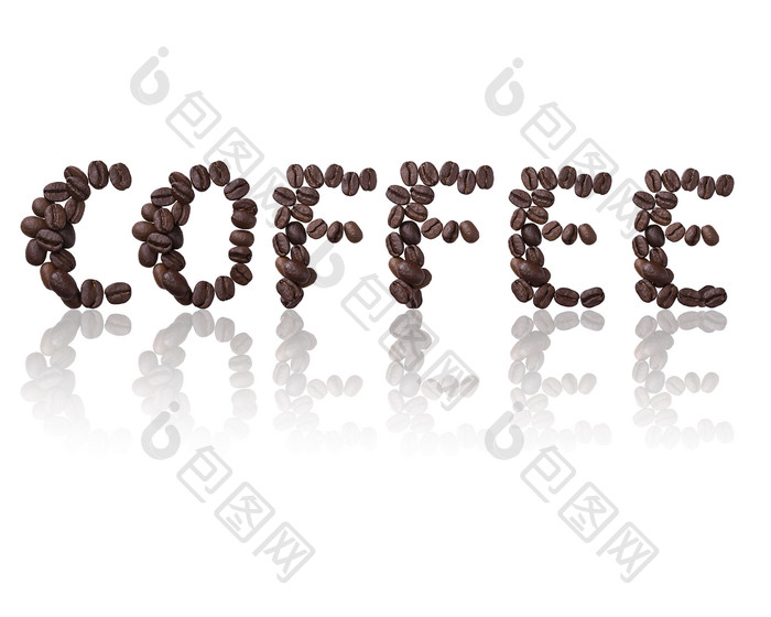 暗色调咖啡豆组成的文字摄影图