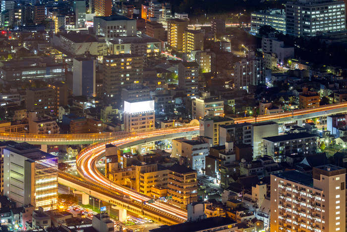 城市建築物街道夜景