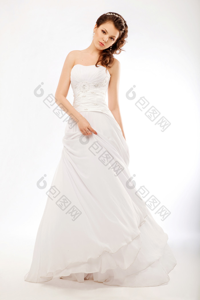 可爱的容貌白色新娘图片摄影图