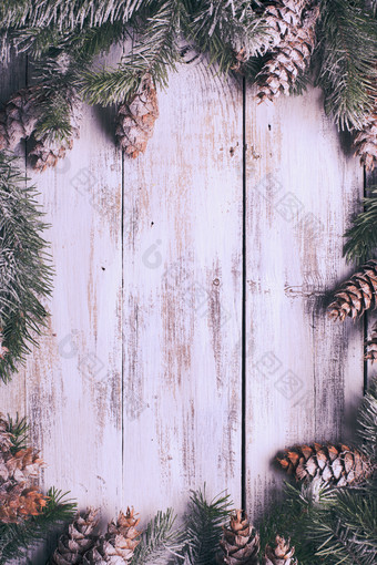 暗色调圣诞装饰木板摄影图