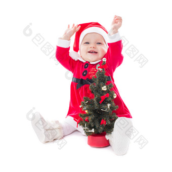 圣诞宝宝开心玩圣诞树