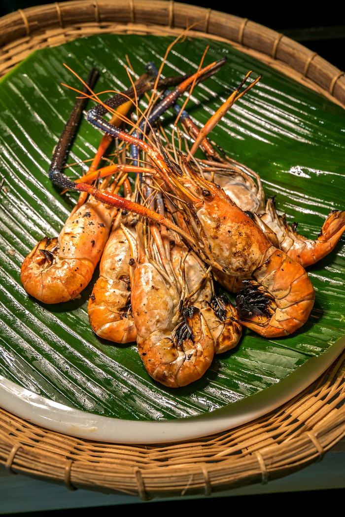 食物烘烤大虾元素