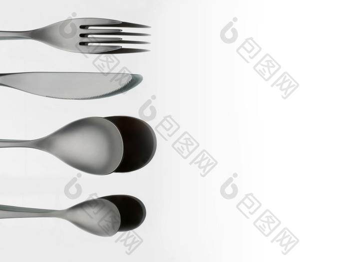 灰色简约刀叉餐具摄影图