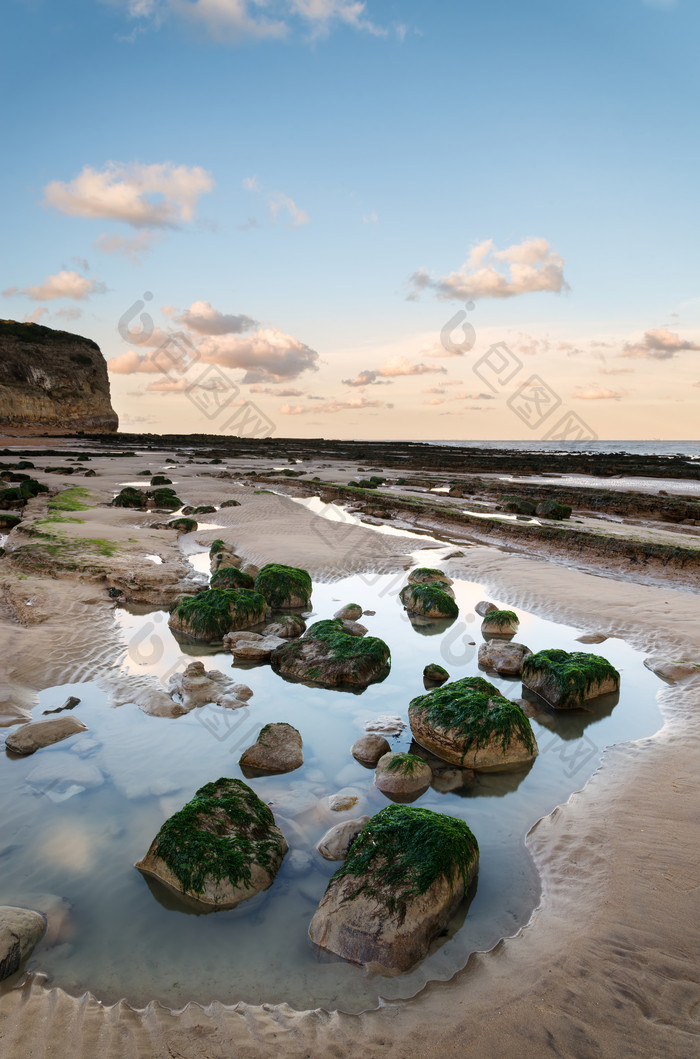 海岸潮汐岩石摄影图