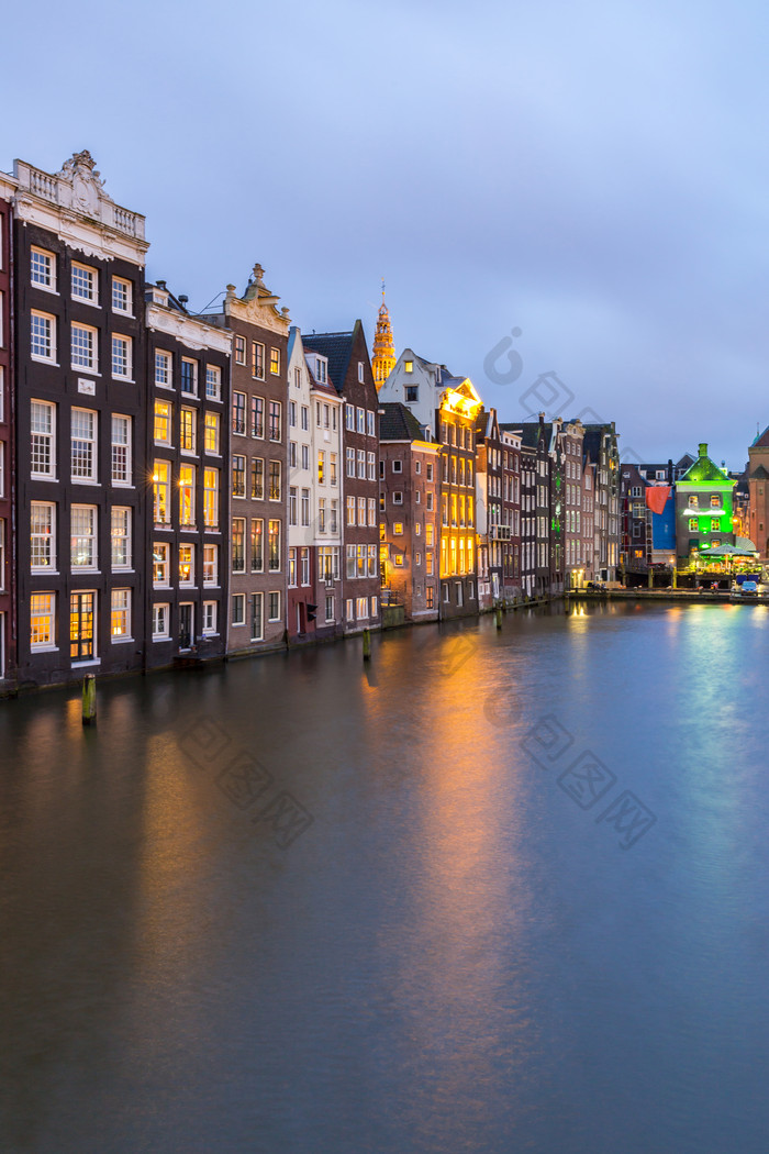阿姆斯特丹黄昏城市景观