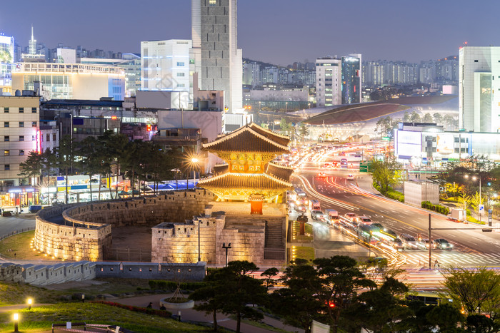 韩国首尔城市夜景摄影图