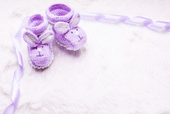 可爱紫色婴儿鞋摄影图