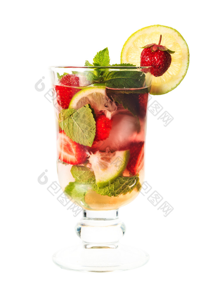 草莓柠檬饮料摄影图