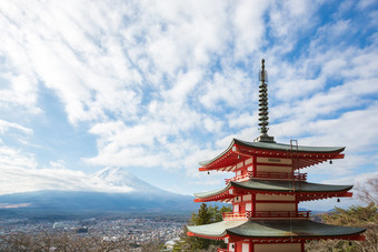 日本红色建筑物摄影图