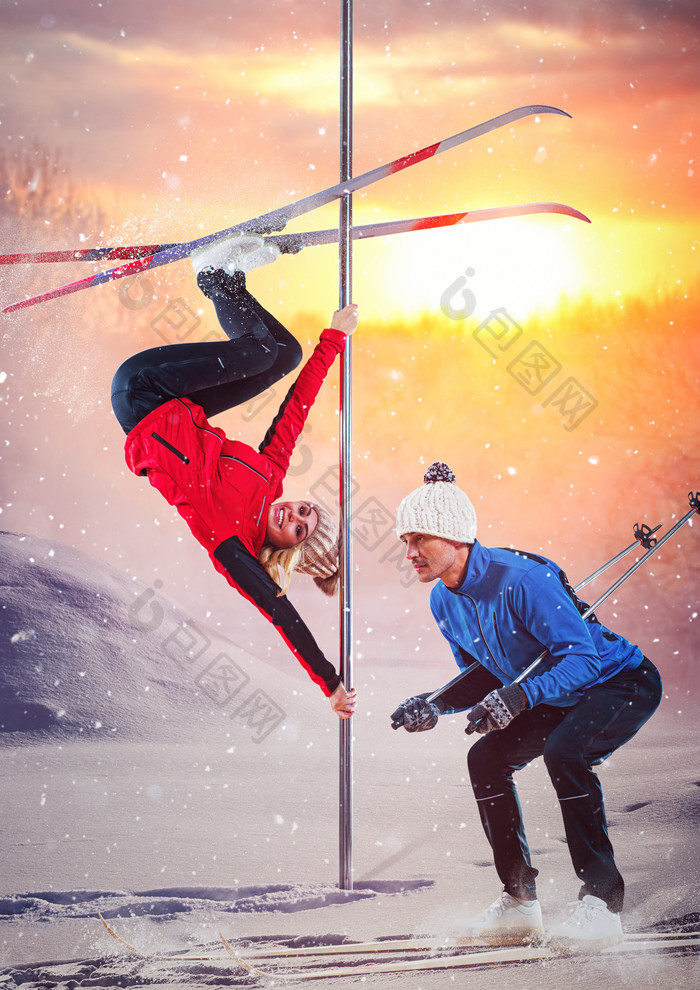 钢管舞滑雪人物摄影图