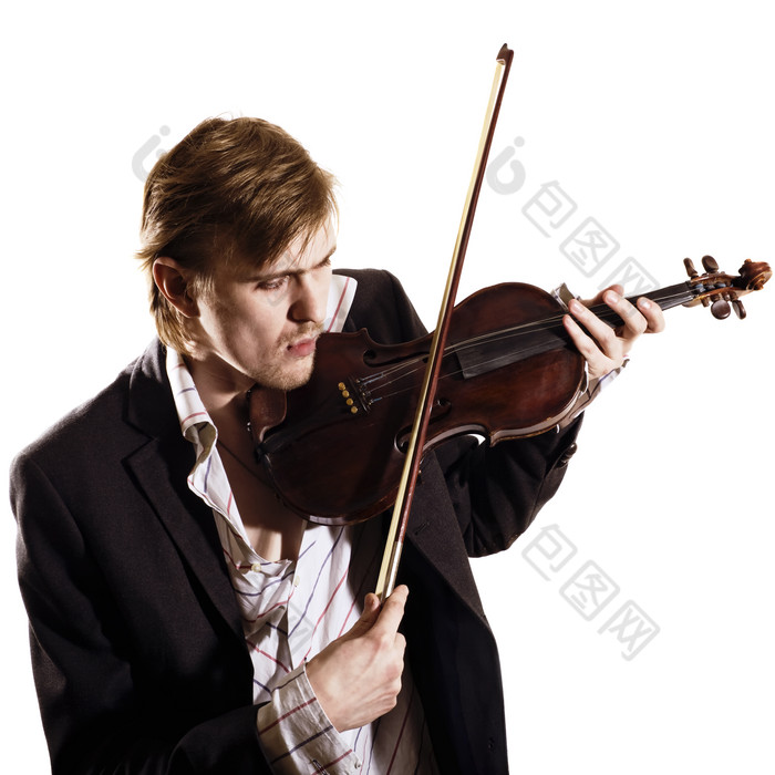 简约风拉小提琴的男人摄影图