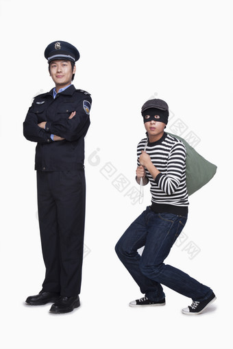 警察和小偷摄影图