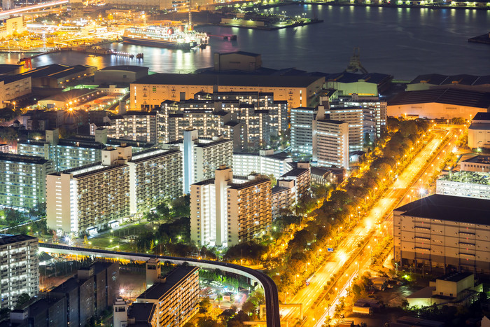 大阪区天际线夜景摄影图