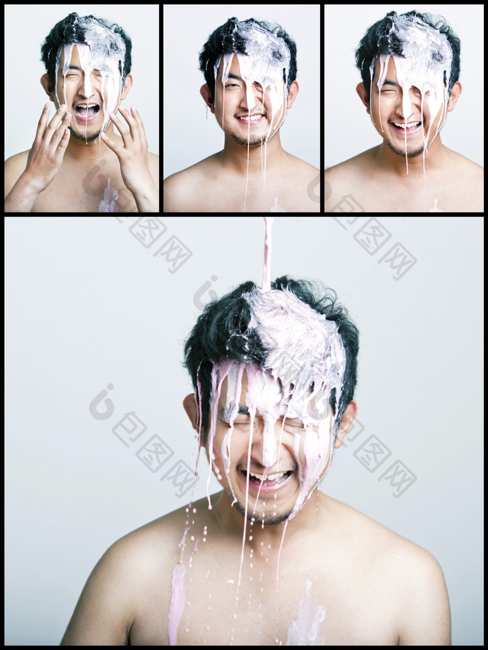 简约在洗头的男人摄影图
